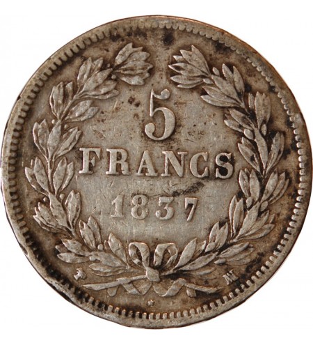 LOUIS PHILIPPE﻿ - 5 FRANCS ARGENT 1837 MA MARSEILLE