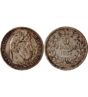 LOUIS PHILIPPE﻿ - 5 FRANCS ARGENT 1837 MA MARSEILLE 2