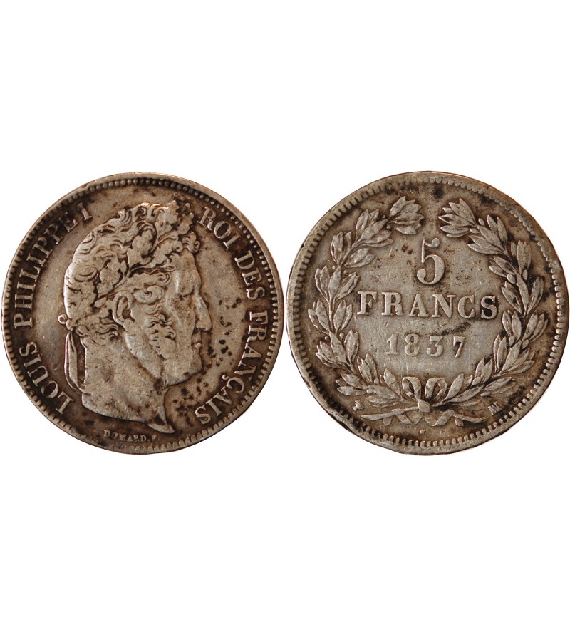 LOUIS PHILIPPE﻿ - 5 FRANCS ARGENT 1837 MA MARSEILLE