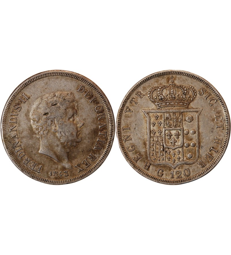 ITALIE, FERDINAND II - 120 GRANA ARGENT 1843