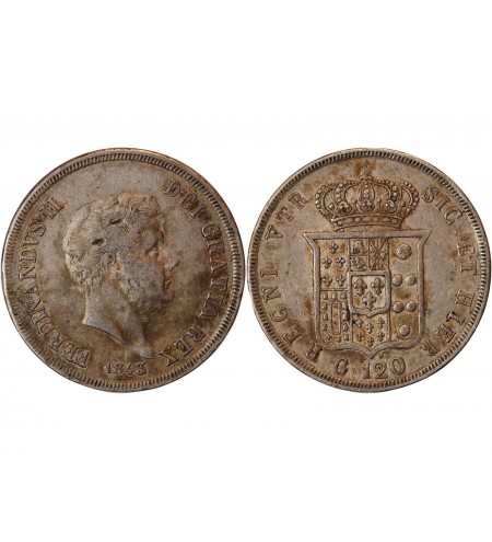 ITALIE, FERDINAND II - 120 GRANA ARGENT 1843