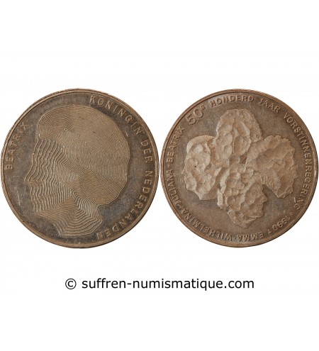 PAYS-BAS, BEATRIX - 50 GULDEN ARGENT 1990