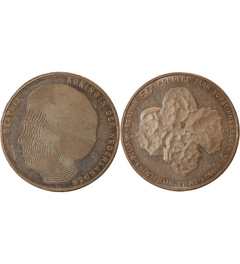 PAYS-BAS, BEATRIX - 50 GULDEN ARGENT 1990