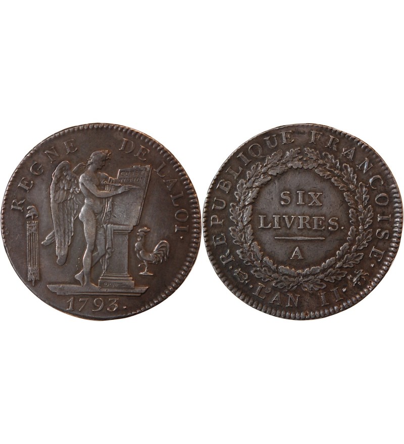 LOUIS XVI CONVENTION - ECU DE 6 LIVRES 1793 A PARIS﻿