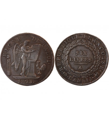 LOUIS XVI CONVENTION - ECU DE 6 LIVRES 1793 A PARIS﻿