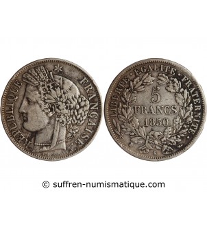 CERES - 5 FRANCS ARGENT 1850 K BORDEAUX