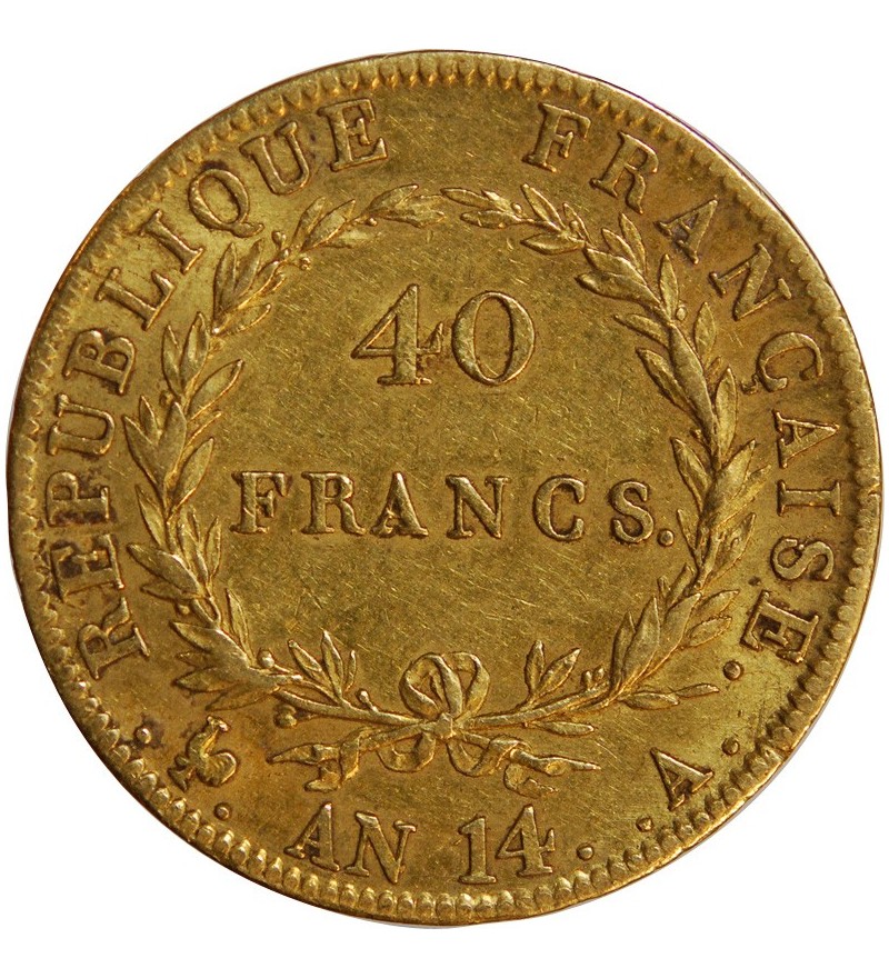 NAPOLEON Ier ﻿- 40 FRANCS OR Ier AN 14 A PARIS﻿ "calendrier révolutionnaire"