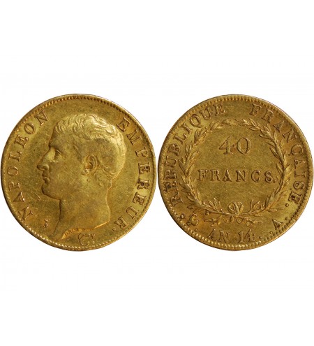NAPOLEON Ier ﻿- 40 FRANCS OR Ier AN 14 A PARIS﻿ "calendrier révolutionnaire"