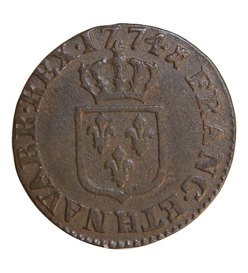 LOUIS XV﻿ - LIARD A LA VIEILLE TETE 1774 H LA ROCHELLE