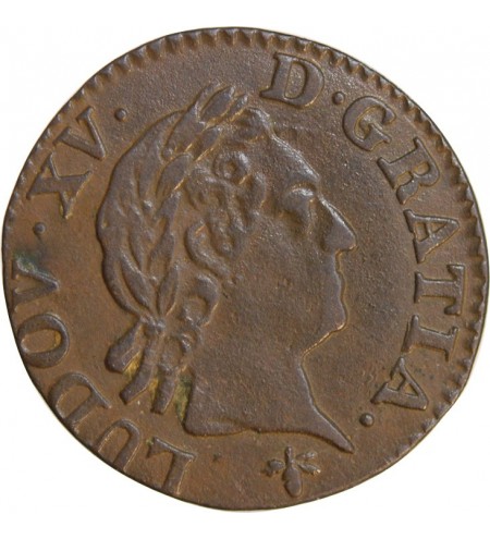 LOUIS XV﻿ - LIARD A LA VIEILLE TETE 1774 H LA ROCHELLE