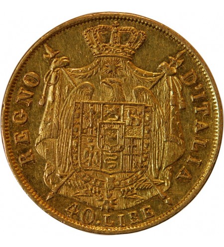 ITALIE, NAPOLEON﻿ 1er - 40 LIRE OR 1814 M MILAN﻿﻿