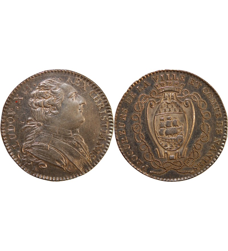 LOUIS XVI, PROCUREUR DE LA VILLE DE NANTES - JETON ARGENT