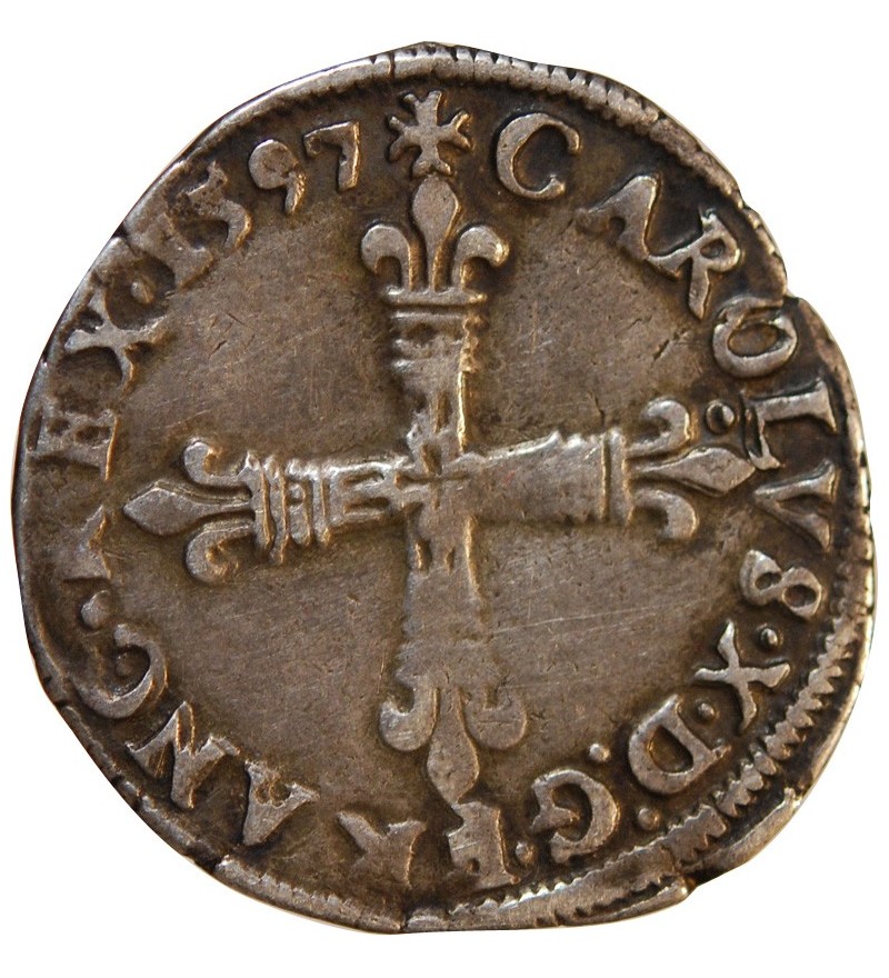 CHARLES X, CARDINAL DE BOURBON - 1/4 ECU ARGENT 1597 T NANTES