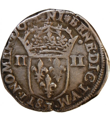 CHARLES X, CARDINAL DE BOURBON - 1/4 ECU ARGENT 1597 T NANTES