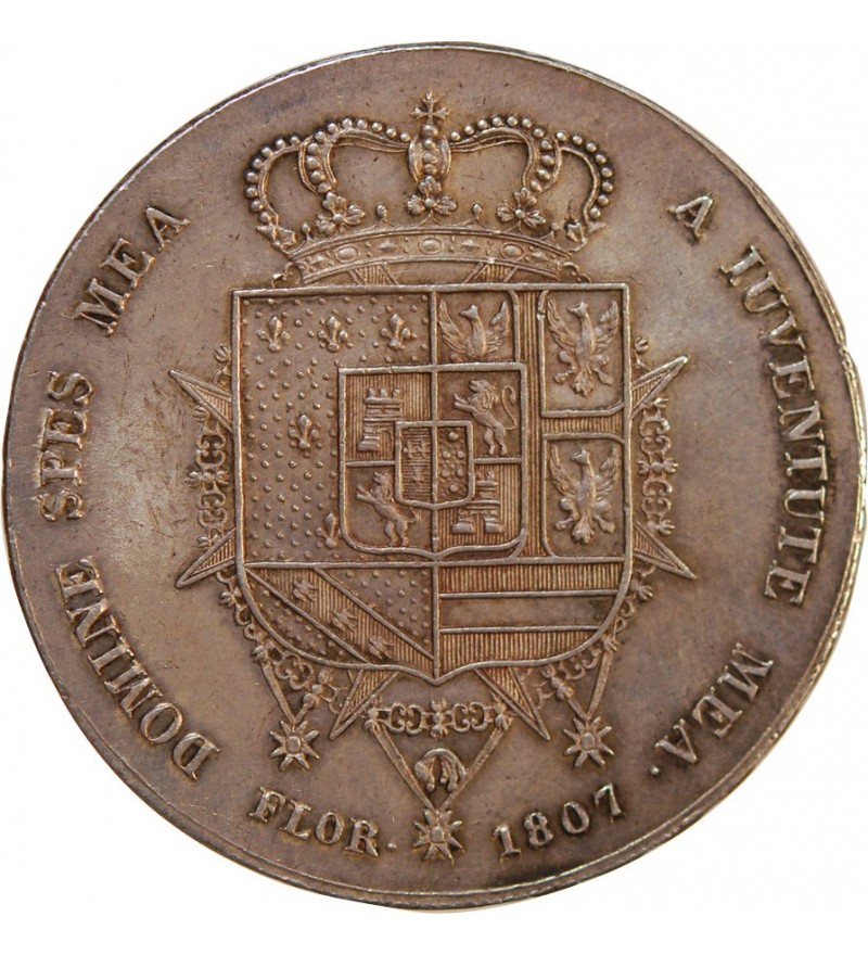 ITALIE, ROYAUME D'ETRURIE, CHARLES-LOUIS & MARIE LOUISE- 10 LIRE ARGENT 1807