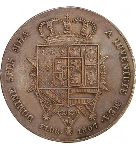 ITALIE, ROYAUME D'ETRURIE, CHARLES-LOUIS & MARIE LOUISE- 10 LIRE ARGENT 1807