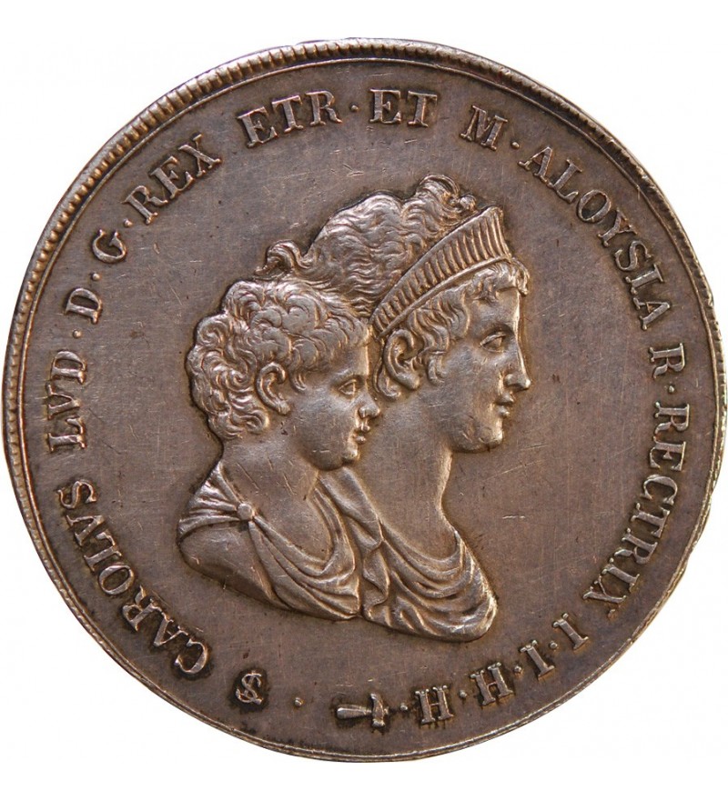 ITALIE, ROYAUME D'ETRURIE, CHARLES-LOUIS & MARIE LOUISE- 10 LIRE ARGENT 1807