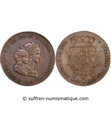 ITALIE, ROYAUME D'ETRURIE, CHARLES-LOUIS & MARIE LOUISE- 10 LIRE ARGENT 1807