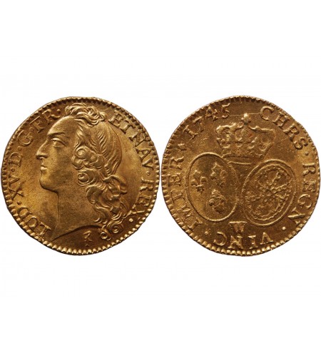 LOUIS XV - LOUIS D'OR AU BANDEAU 1745 W LILLE