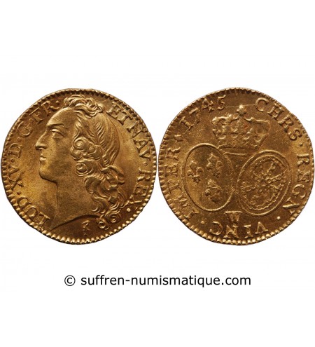 LOUIS XV - LOUIS D'OR AU BANDEAU 1745 W LILLE