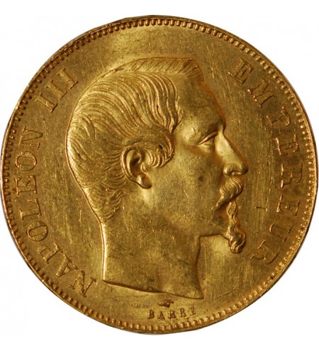 NAPOLEON III ﻿- 50 FRANCS OR 1857 A PARIS﻿  TETE NUE 1857 A PARIS﻿