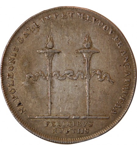 MARIAGE, NAPOLEON Ier & MARIE-LOUISE - JETON ARGENT 1810