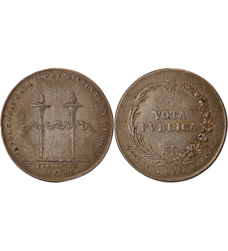 MARIAGE, NAPOLEON Ier & MARIE-LOUISE - JETON ARGENT 1810