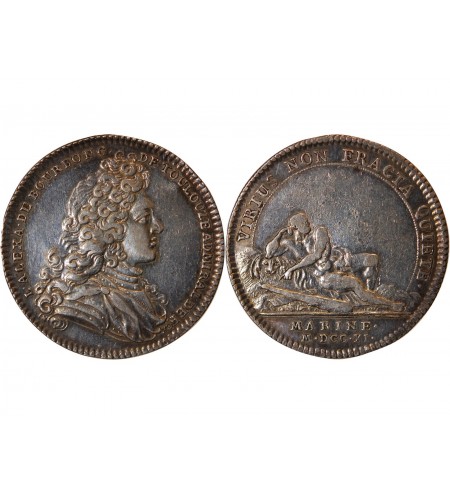 MARINE, GALERES ROYALES, LOUIS XIV - JETON ARGENT 1711