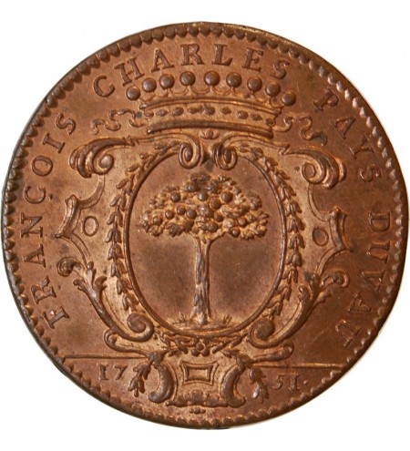 MAIRE D'ANGERS, François Charles Pays Du Vau - JETON Cuivre 1751