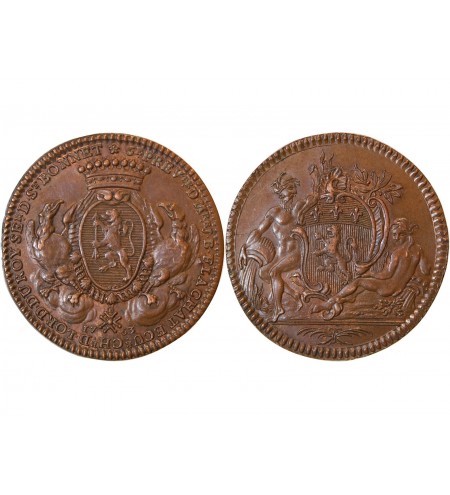 LYON, CONSULAT DE LYON, Jean Baptiste Flachat - JETON Cuivre 1763