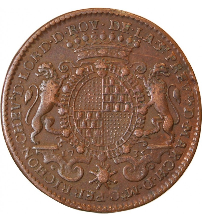 LYON, CONSULAT DE LYON, Camille Perrichon - JETON Cuivre 1735