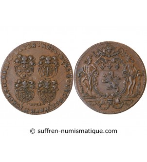LYON, CONSULAT DE LYON, Les 4 Echevins - JETON Bronze 1721