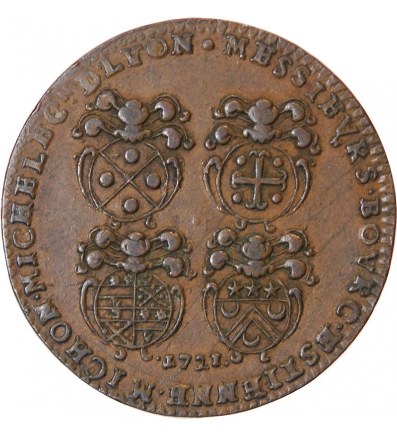 LYON, CONSULAT DE LYON, Les 4 Echevins - JETON Bronze 1721