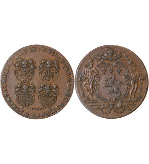 LYON, CONSULAT DE LYON, Les 4 Echevins - JETON Bronze 1721 2