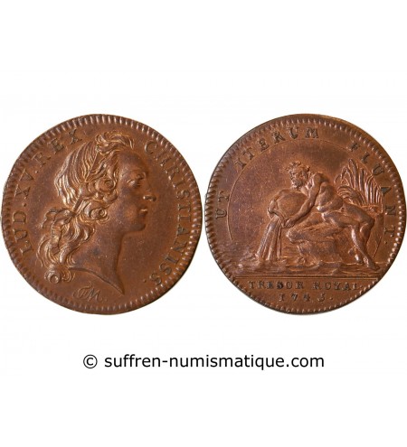 TRESOR ROYAL, LOUIS XV - JETON Cuivre 1745