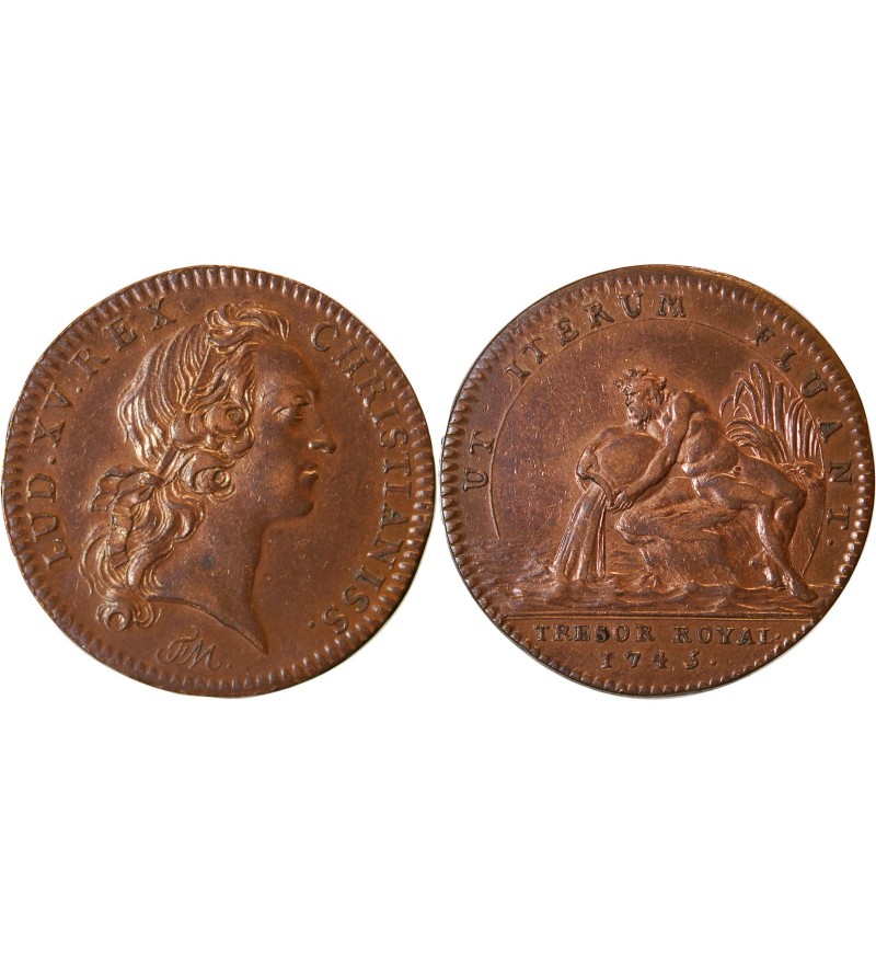 TRESOR ROYAL, LOUIS XV - JETON Cuivre 1745