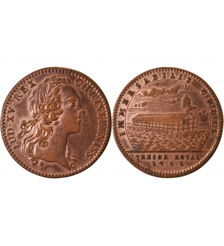 TRESOR ROYAL, LOUIS XV - JETON Cuivre 1742