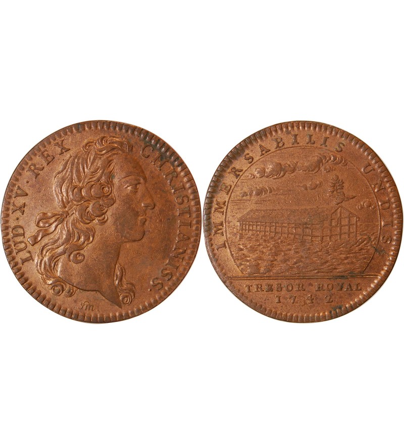 TRESOR ROYAL, LOUIS XV - JETON Cuivre 1742