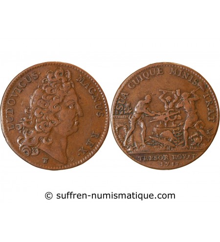 TRESOR ROYAL, TRESOR ROYAL, LOUIS XIV - JETON Cuivre 1713