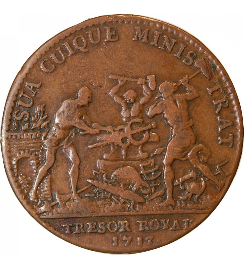 TRESOR ROYAL, TRESOR ROYAL, LOUIS XIV - JETON Cuivre 1713