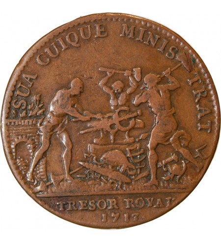 TRESOR ROYAL, TRESOR ROYAL, LOUIS XIV - JETON Cuivre 1713