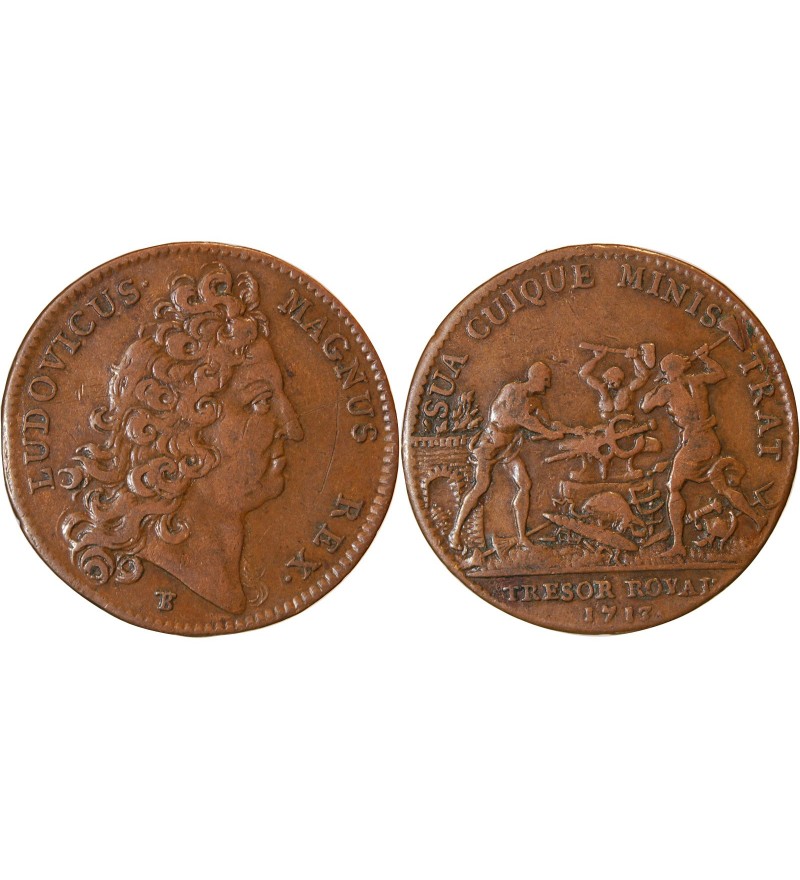 TRESOR ROYAL, TRESOR ROYAL, LOUIS XIV - JETON Cuivre 1713