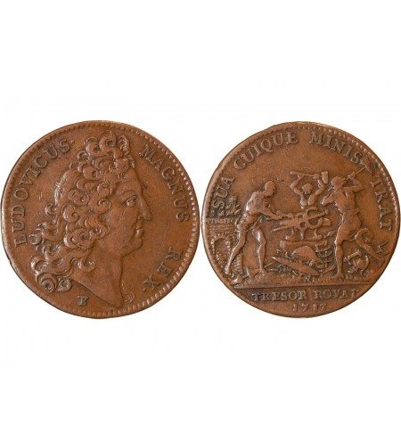 TRESOR ROYAL, TRESOR ROYAL, LOUIS XIV - JETON Cuivre 1713