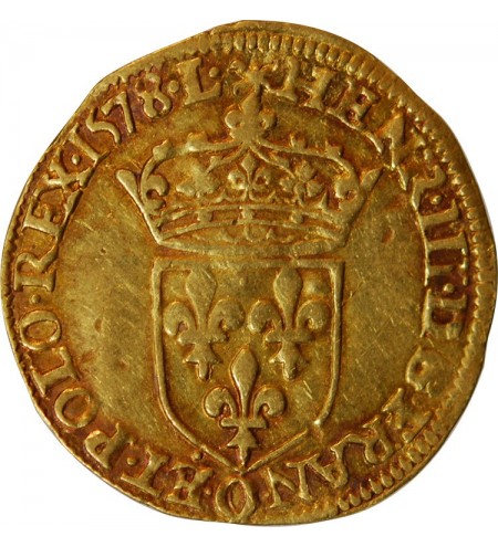 HENRI III - ECU D'OR AU SOLEIL 1578 O RION