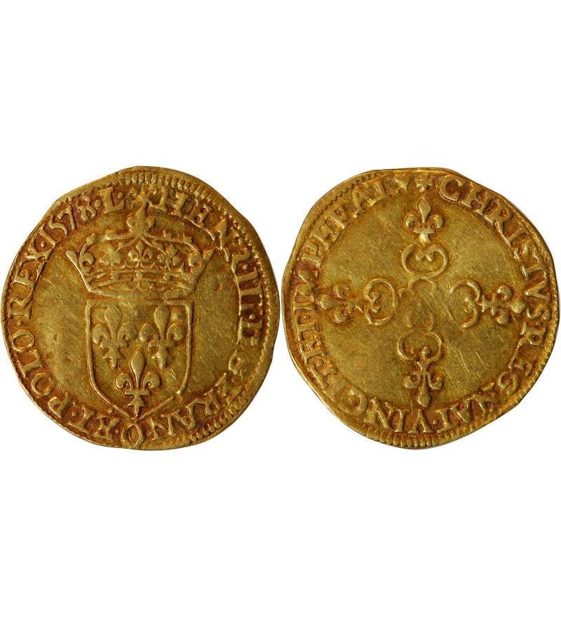 HENRI III - ECU D'OR AU SOLEIL 1578 O RION