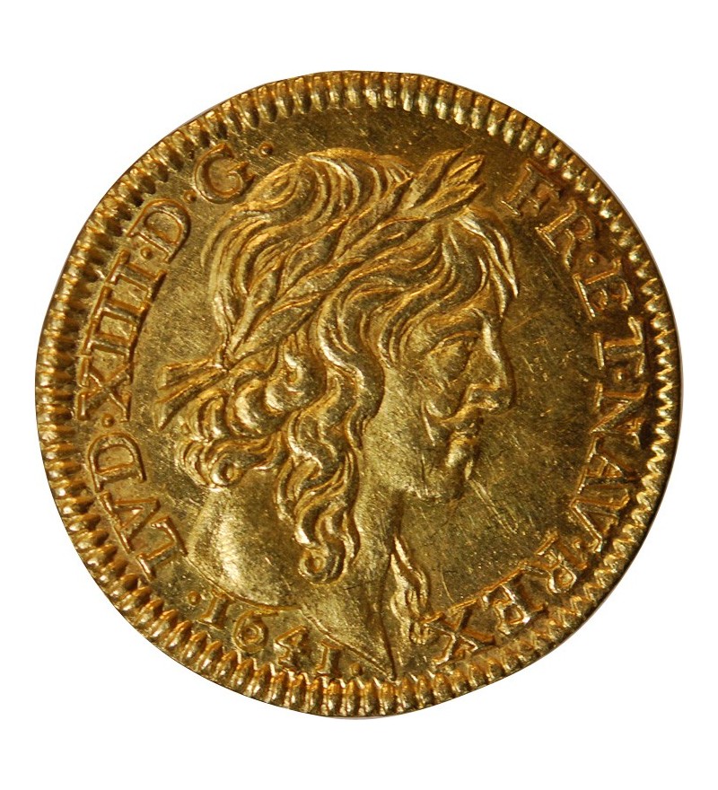 LOUIS XIII - 1/2 LOUIS D'OR A LA MECHE LONGUE 1641 A PARIS