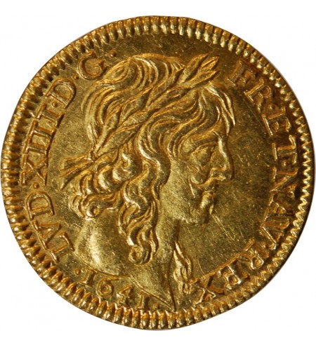 LOUIS XIII - 1/2 LOUIS D'OR A LA MECHE LONGUE 1641 A PARIS