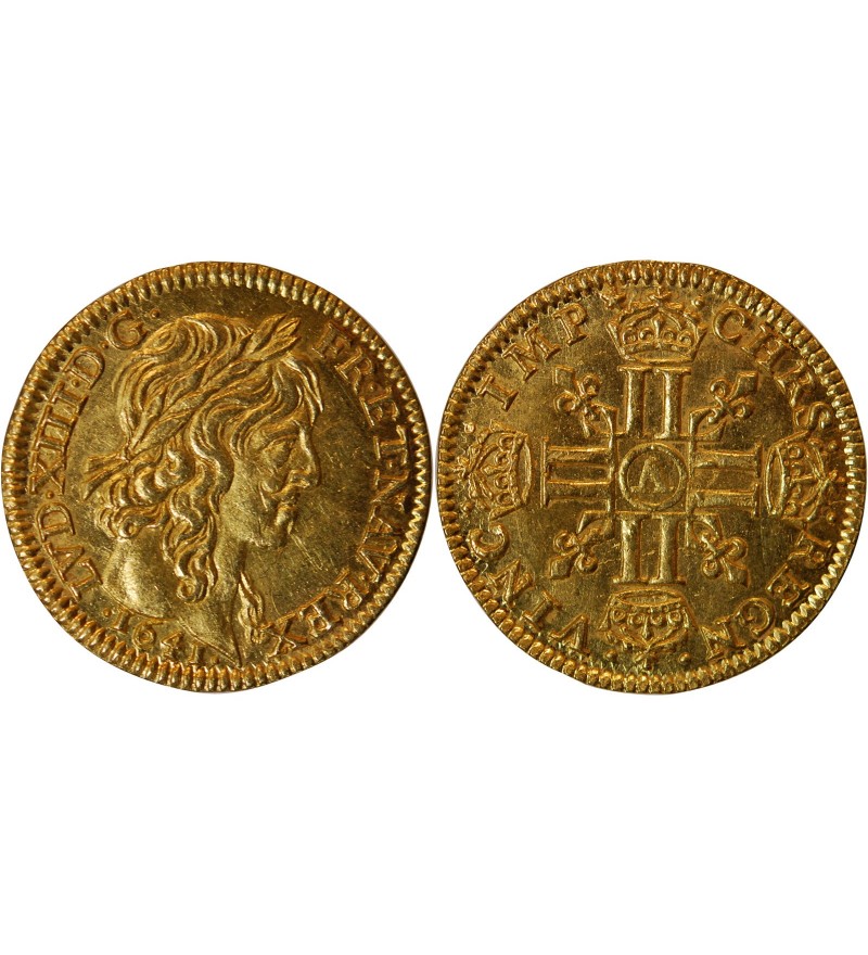 LOUIS XIII - 1/2 LOUIS D'OR A LA MECHE LONGUE 1641 A PARIS