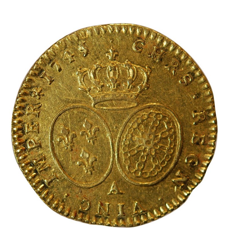 LOUIS XV ﻿- 1/2 LOUIS D'OR AU BANDEAU 1745 A PARIS