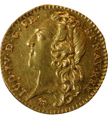 LOUIS XV ﻿- 1/2 LOUIS D'OR AU BANDEAU 1745 A PARIS